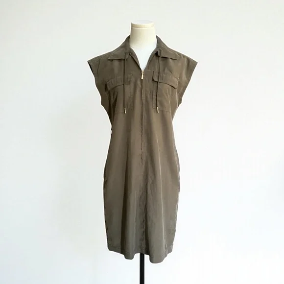 Calvin Klein Women’s Olive Green Zip-Up Shirt Dress! Small! - Picture 10 of 10